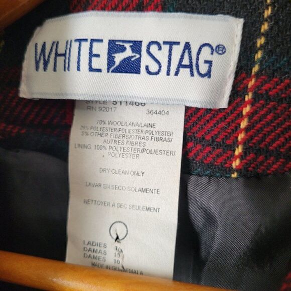 EUC WHITE STAG RED PLAID WOOL BLEND JACKET BLAZER SIZE 10 / M WOMENS - Picture 15 of 15